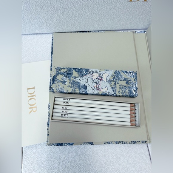 Dior Blue and Cream Notebook Collection & pencils